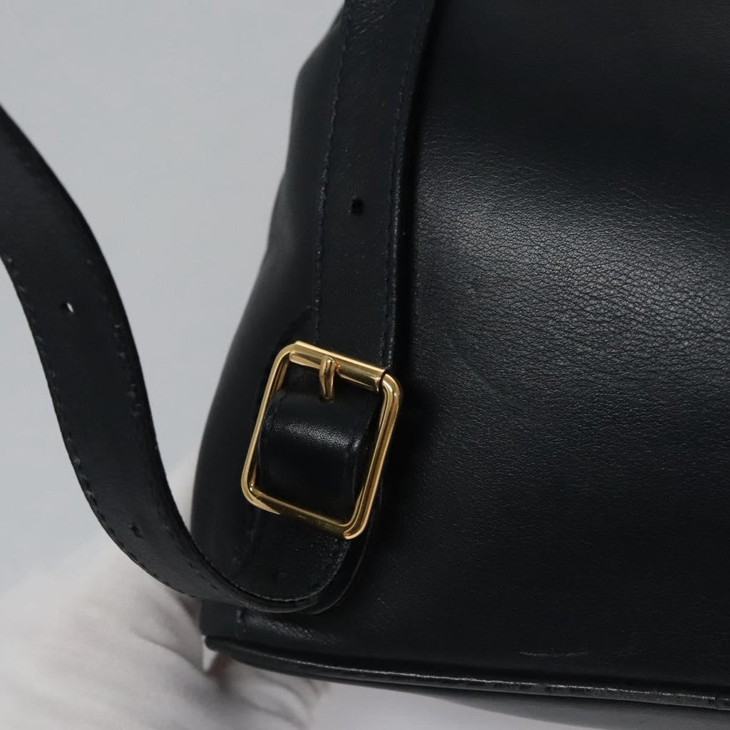 Gucci Vintage Bamboo Backpack Leather Black Leather Backpack Bag (Pre-Owned)