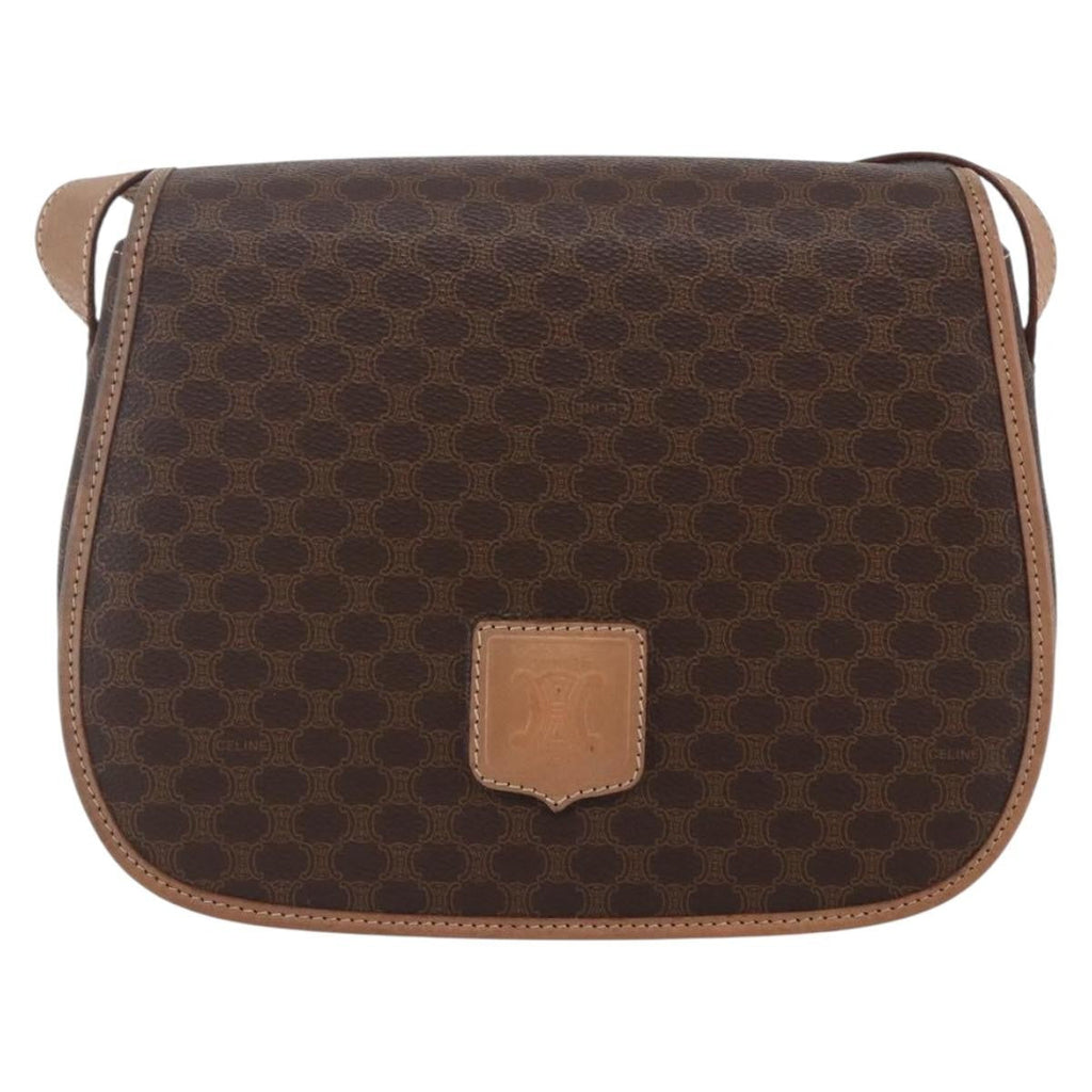 Celine Macadam Shoulder Bag Pvc Leather Brown Canvas Shoulder Bag Bag