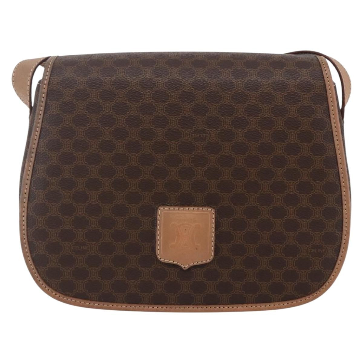 Celine Macadam Shoulder Bag Pvc Leather Brown Canvas Shoulder Bag Bag