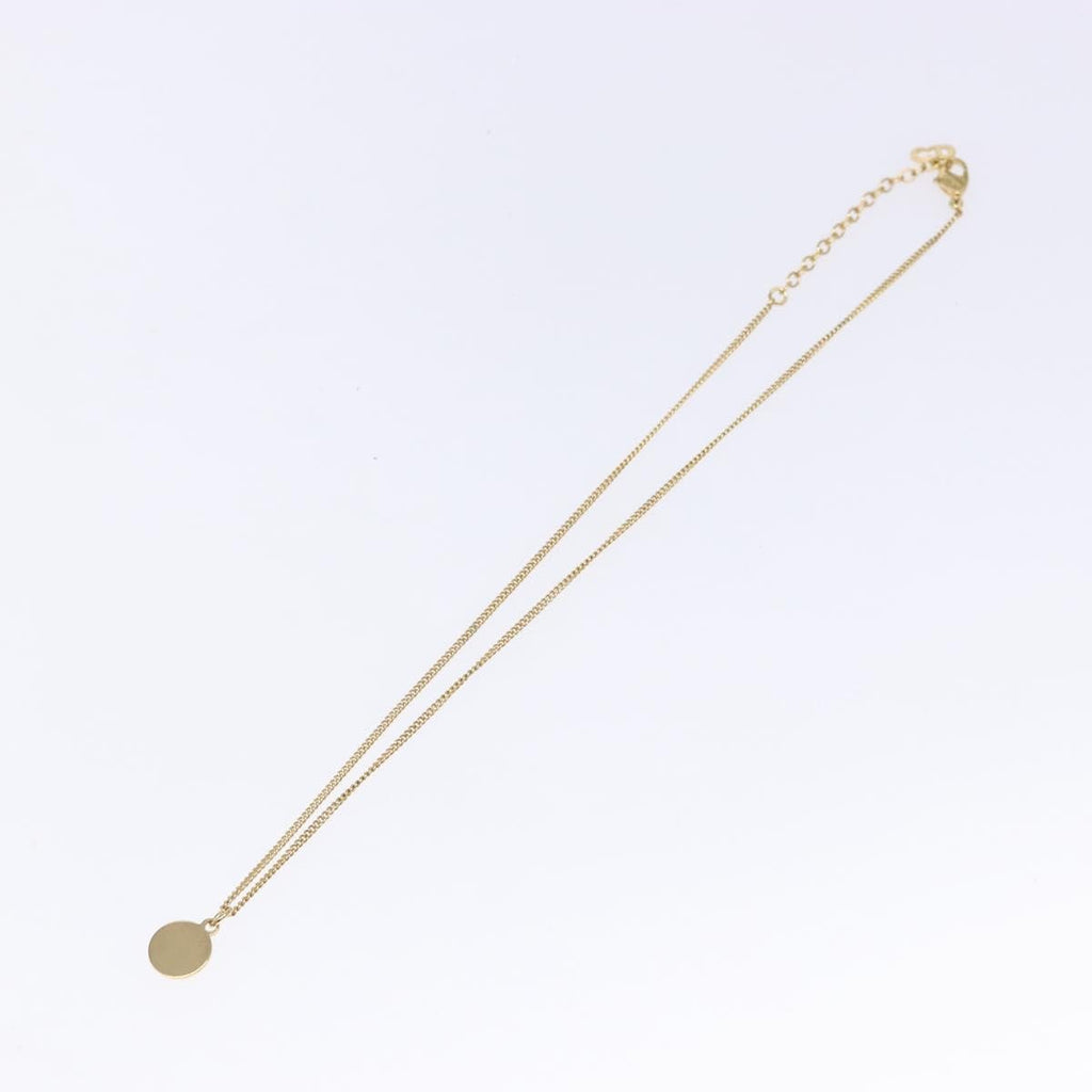 Christian Dior Vintage Logo Round Pendant Necklace Metal Gold Metal Jewelry (Pre-Owned)