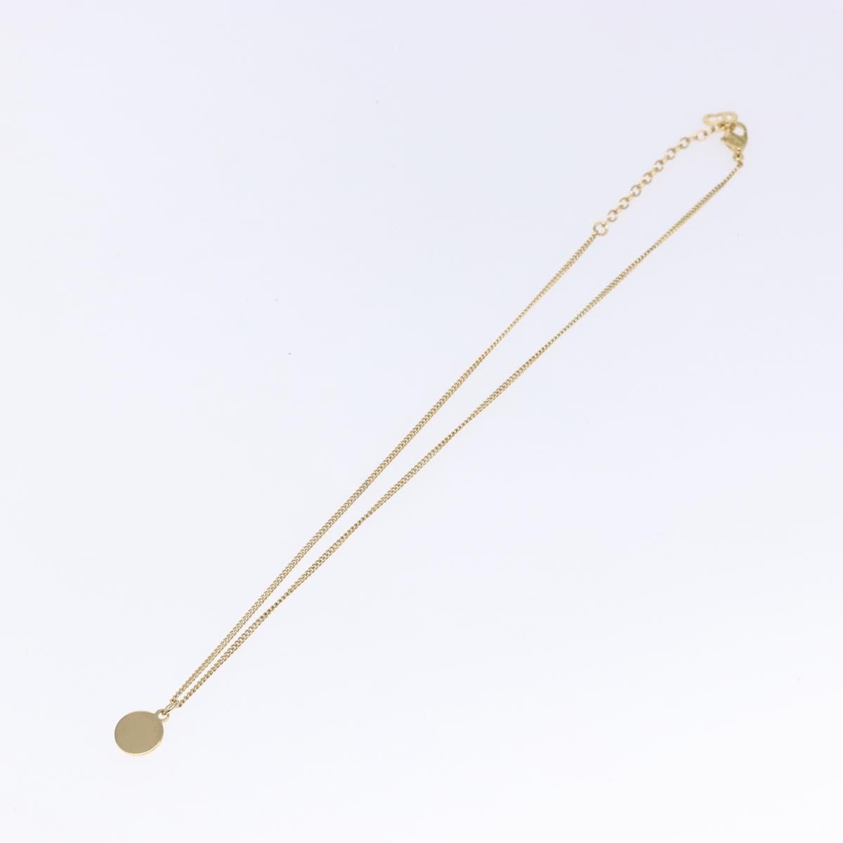 Christian Dior Vintage Logo Round Pendant Necklace Metal Gold Metal Jewelry (Pre-Owned)