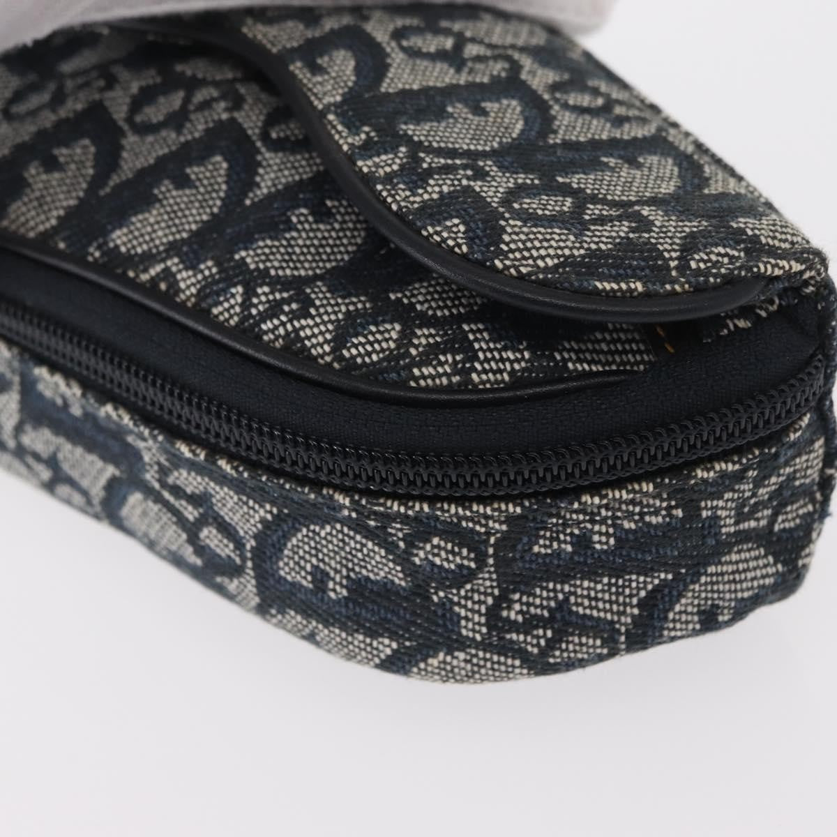 Christian Dior Saddle Zip Pouch Diorissimo Canvas Blue Canvas Clutche & Pouche Bag (Pre-Owned)