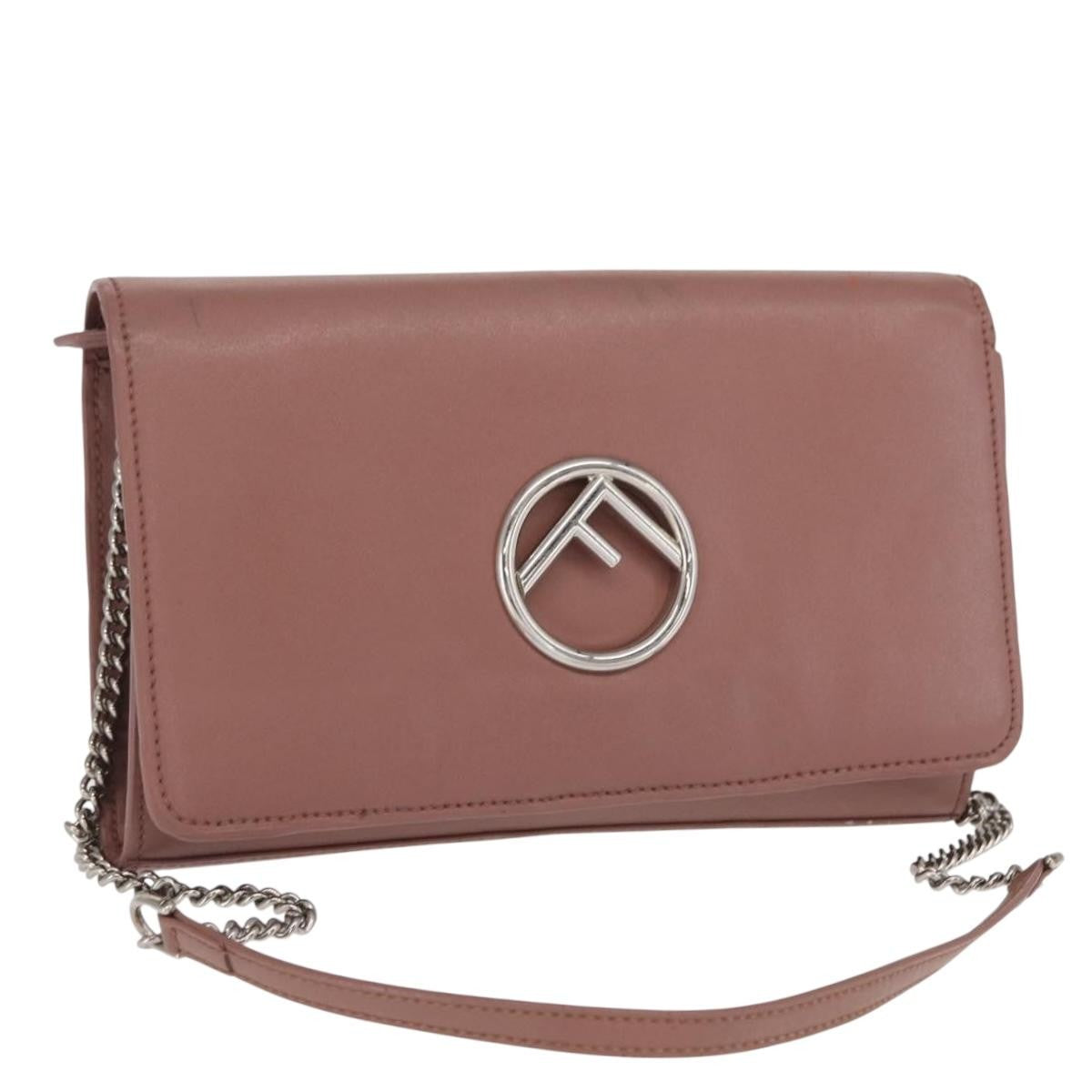 Fendi F Is Fendi Wallet On Chain Leather Pink Leather Shoulder Bag Bag