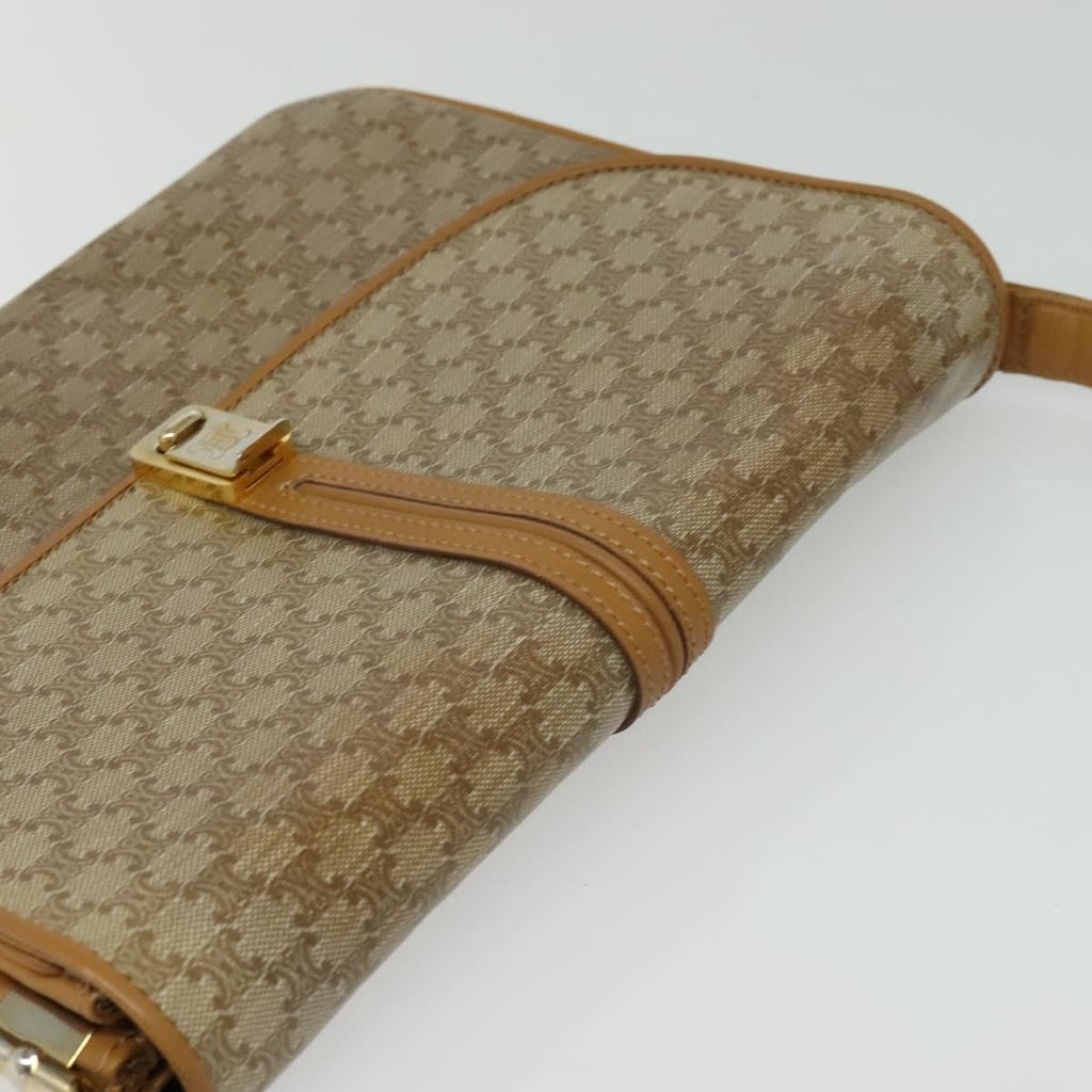 Celine Macadam Shoulder Bag Pvc Leather Beige Canvas Bag