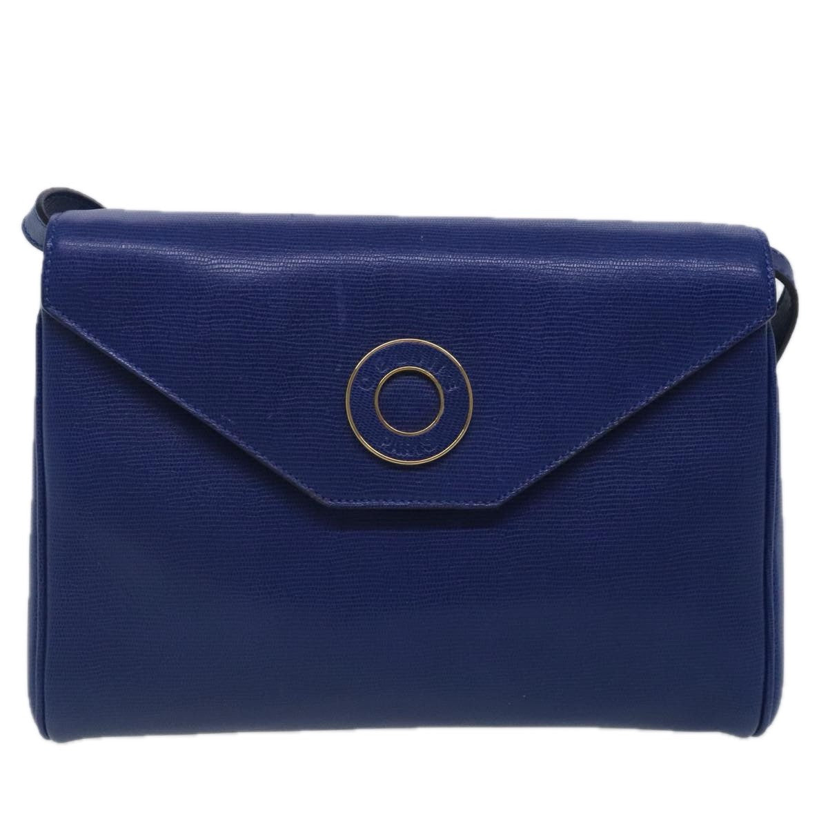 Celine Vintage Circle Logo Crossbody Bag Leather Blue Leather Shoulder Bag Bag