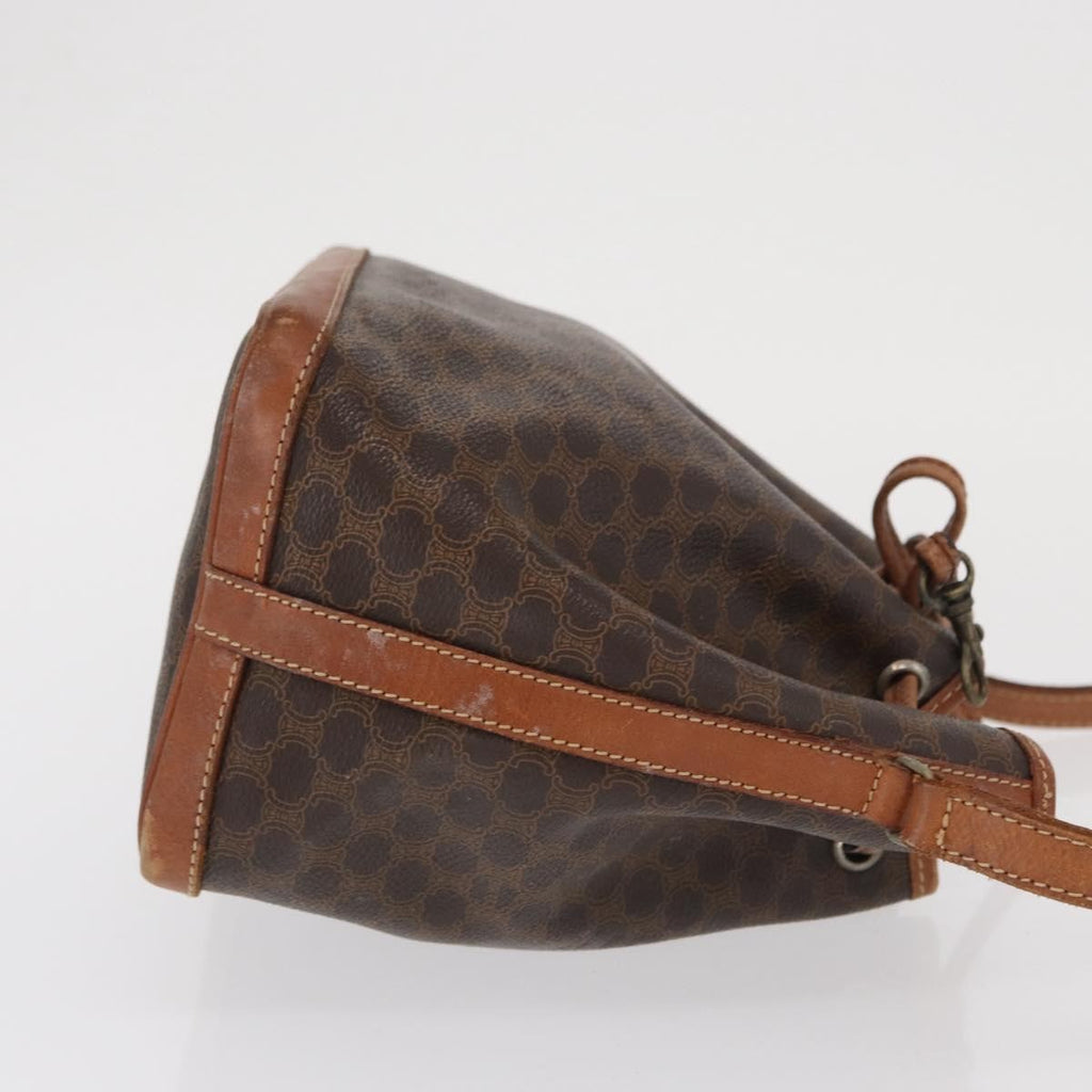 Celine Vintage Macadam Shoulder Bag Canvas And Leather Brown Canvas Shoulder Bag Bag