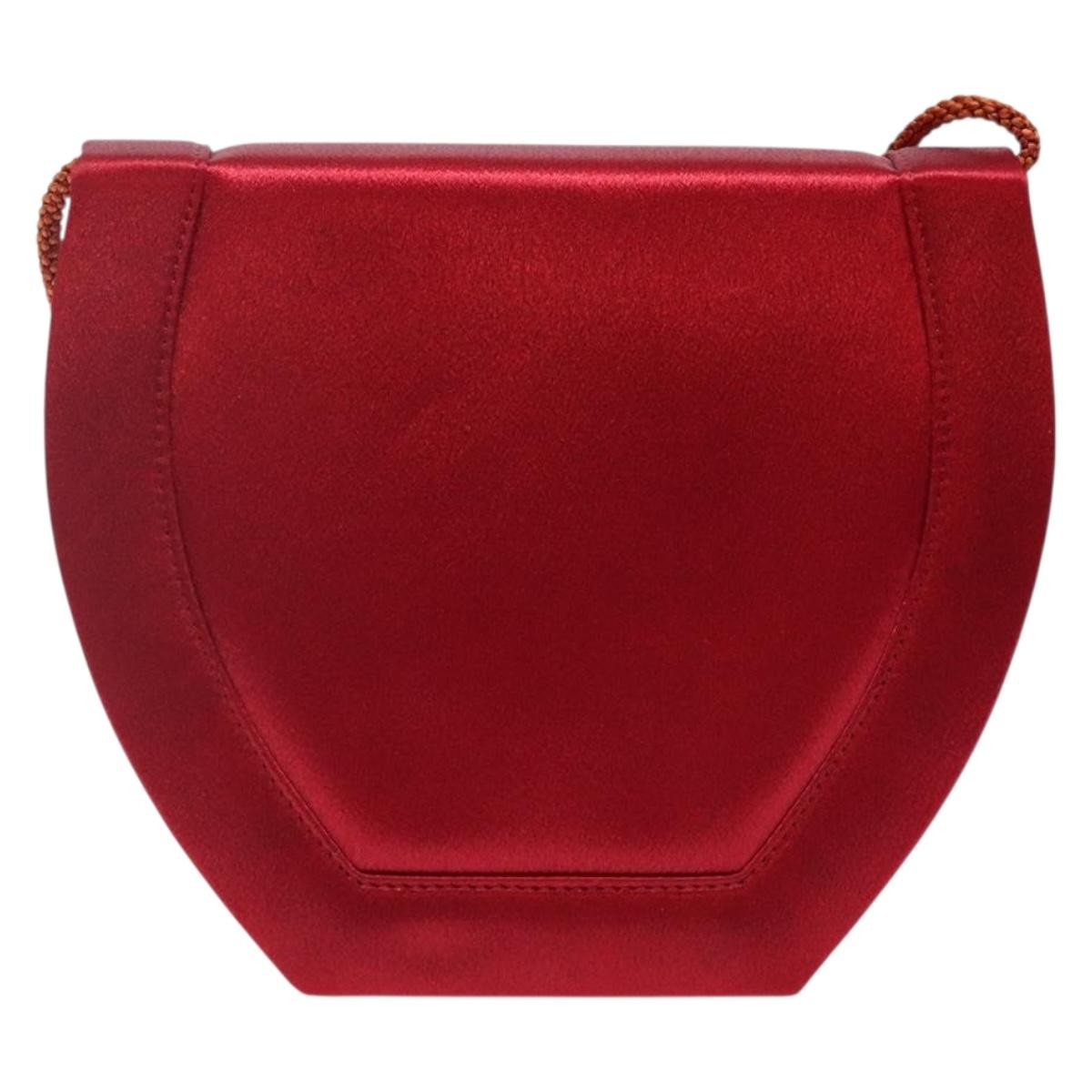 Saint Laurent Vintage Flap Crossbody Bag Silk Red Satin Clutche & Pouche Bag (Pre-Owned)