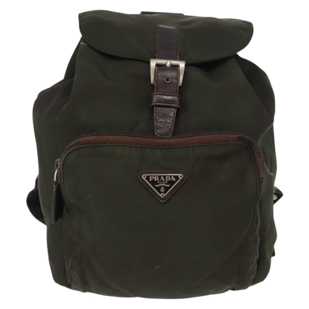 Prada Front Pocket Backpack Tessuto Khaki Nylon Backpack Bag