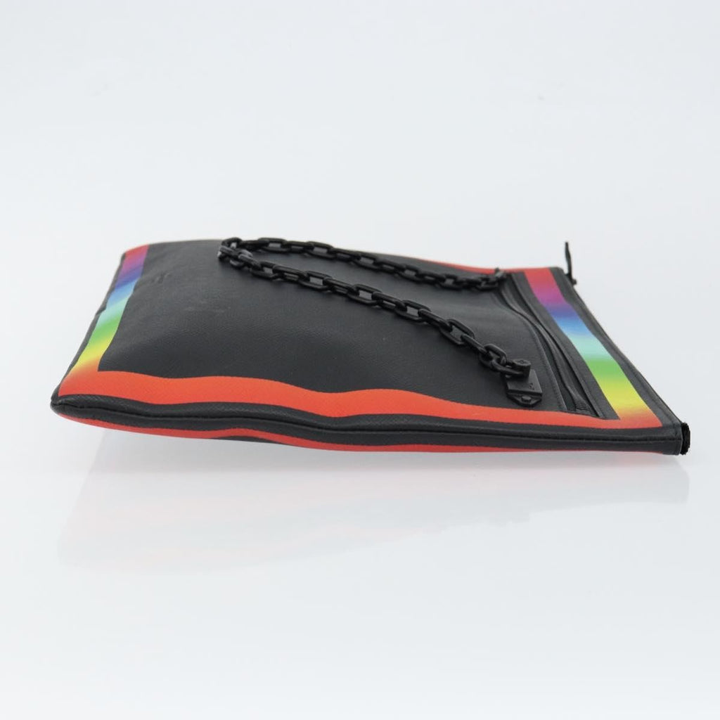 Louis Vuitton Pochette A4 Rainbow Taiga Leather Black Leather Clutche & Pouche Bag