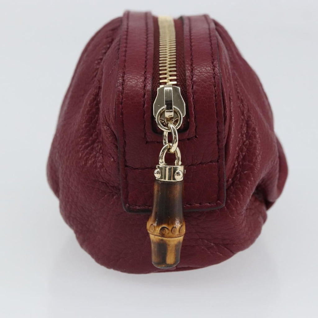 Gucci Bamboo Pouch Leather Purple Leather Clutche & Pouche Bag (Pre-Owned)