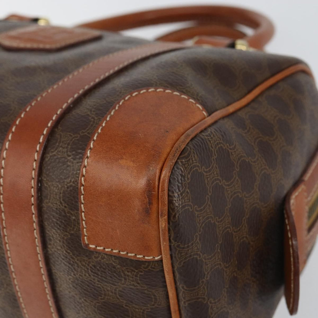 Celine Vintage Macadam Handbag Canvas And Leather Brown Canvas Handbag