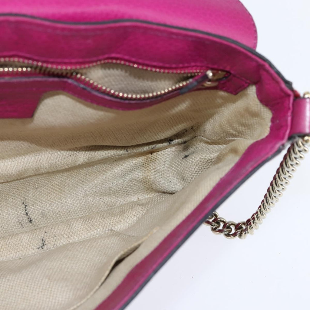 Gucci Soho Chain Crossbody Bag Leather Pink Leather Shoulder Bag Bag (Pre-Owned)
