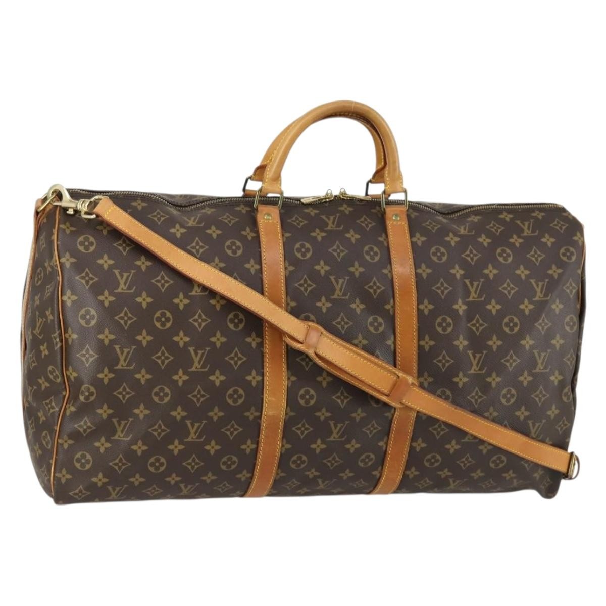 Louis Vuitton Keepall Bandouliere Bag Monogram Canvas Brown Canvas Travel Bag