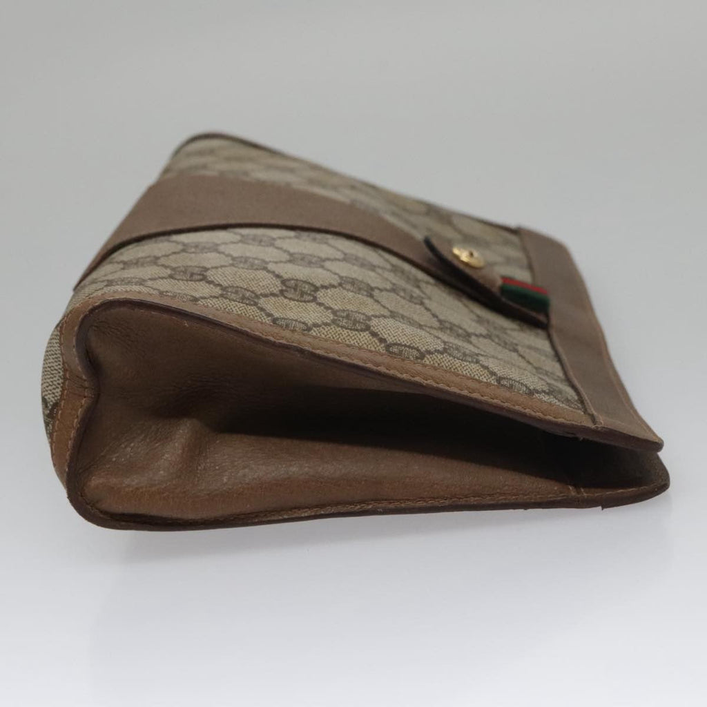 Gucci Sherry Line Pouch Canvas Beige Canvas Clutche & Pouche Bag (Pre-Owned)