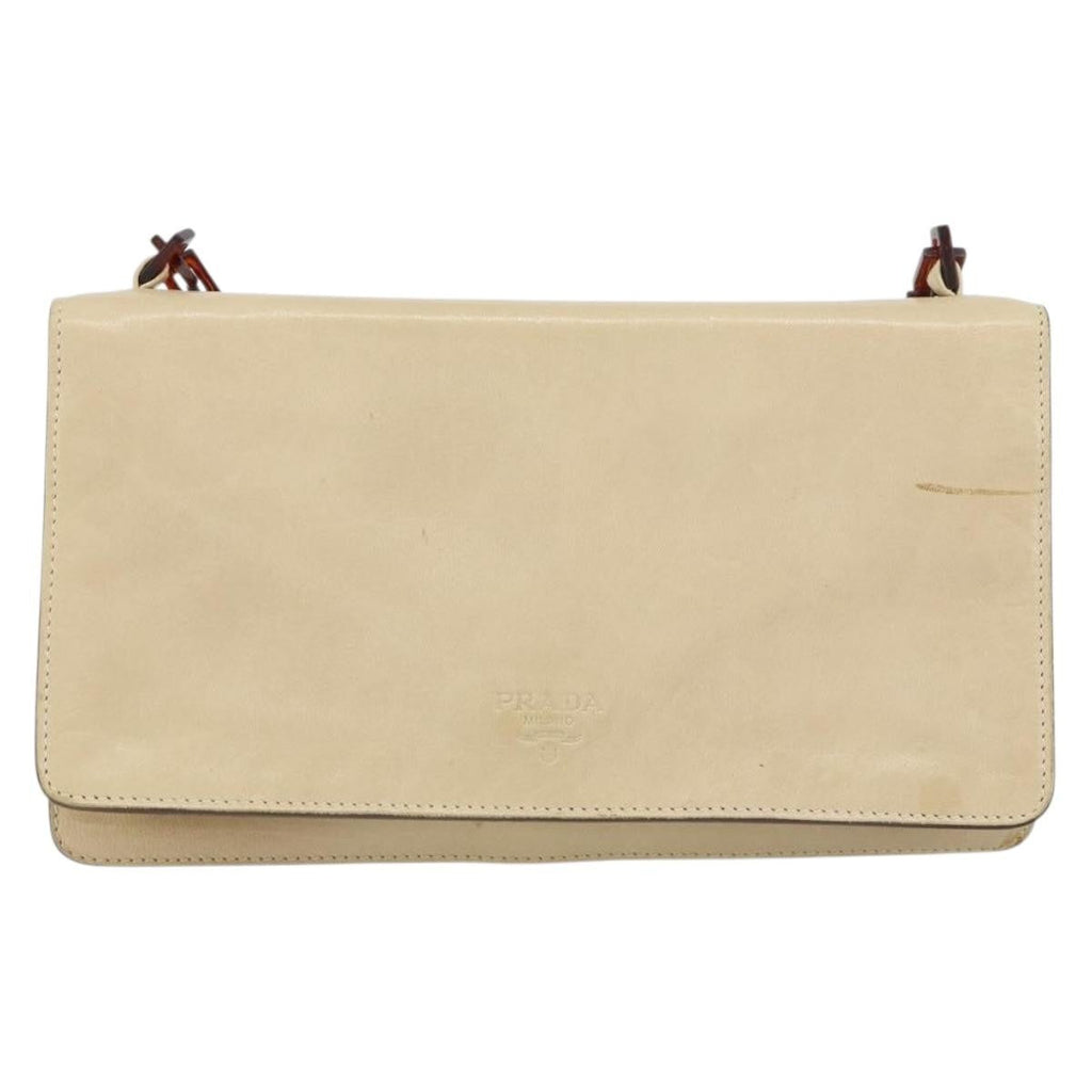 Prada Flap Shoulder Bag Leather Beige Leather Shoulder Bag Bag