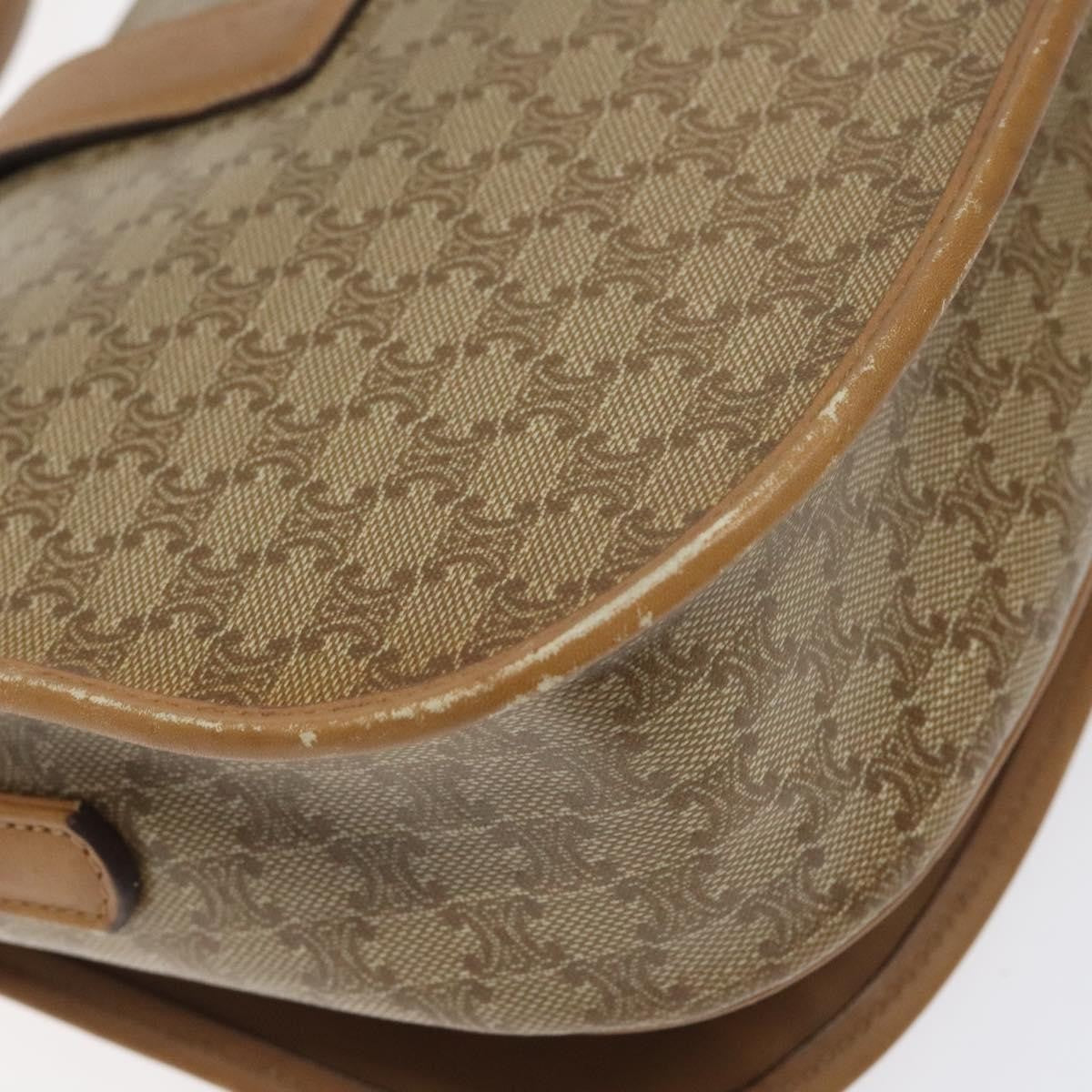 Celine Vintage Macadam Shoulder Bag Canvas And Leather Beige Canvas Shoulder Bag Bag