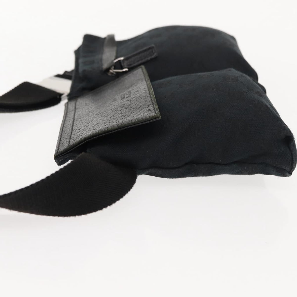 Gucci Vintage Double Belt Bag Gg Canvas With Leather Black Canvas Shoulder Bag Bag (Pre-Owned)
