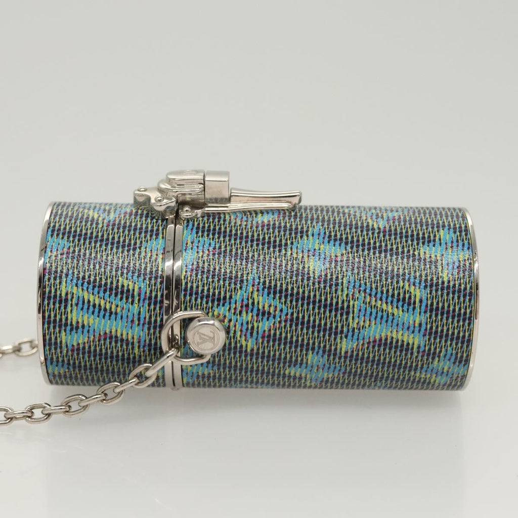Louis Vuitton Lipstick Case On Chain Damier Monogram Lv Pop Canvas Blue Canvas Clutche & Pouche Bag