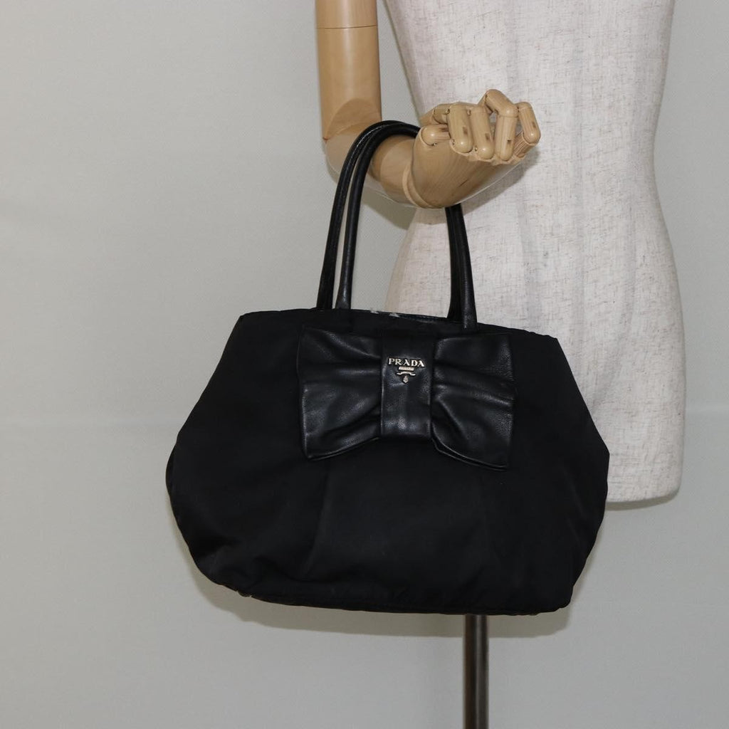 Prada Bow Tote Tessuto With Leather Black Nylon Tote Bag Bag