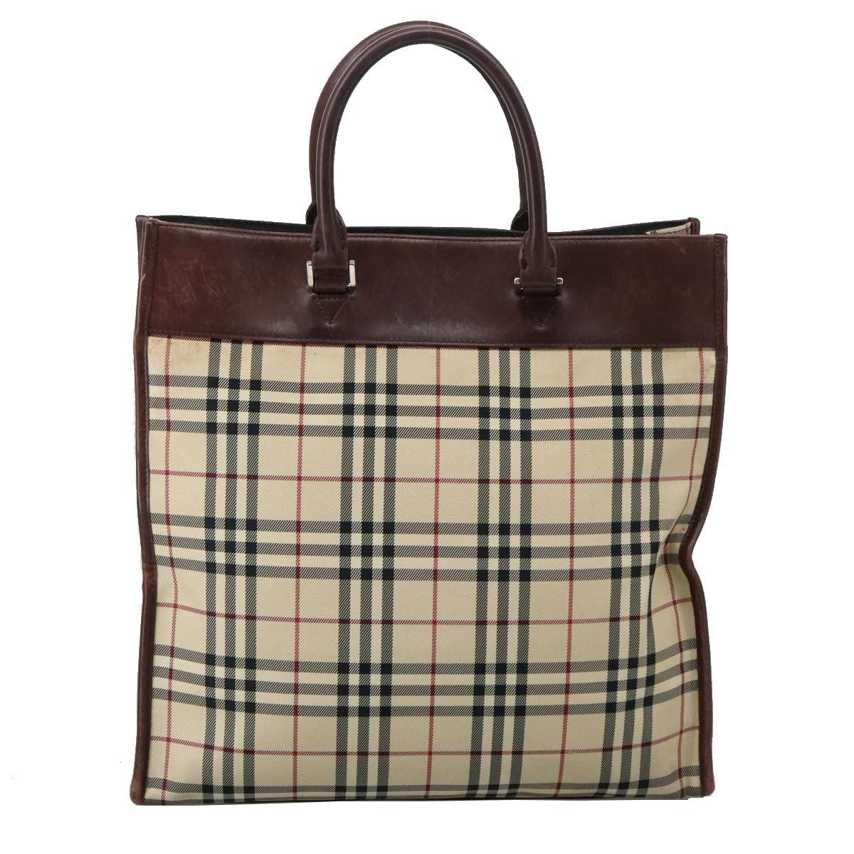 Burberry Nova Check Tote Canvas And Leather Beige Canvas Tote Bag