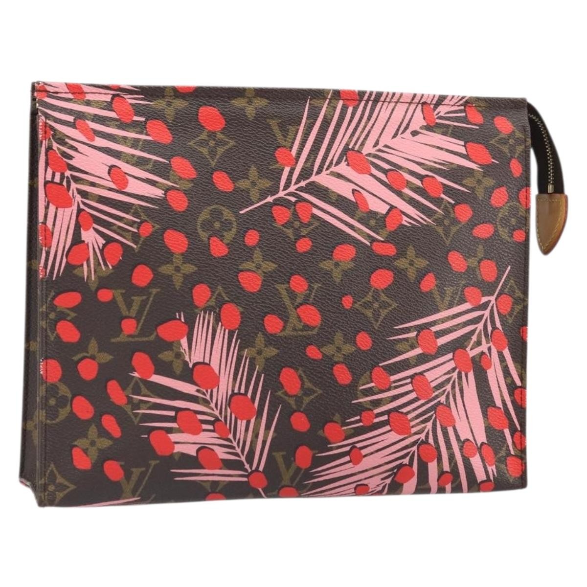 Louis Vuitton Toiletry Pouch Limited Edition Monogram Jungle Dots Red Canvas Clutche & Pouche Bag