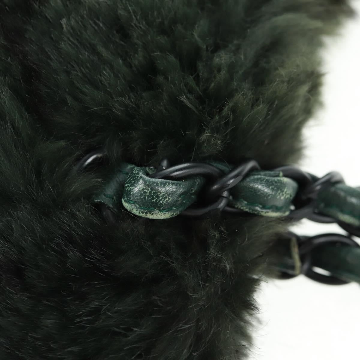 Chanel Chain Tote Lapin Fur Green Fur Tote Bag Bag