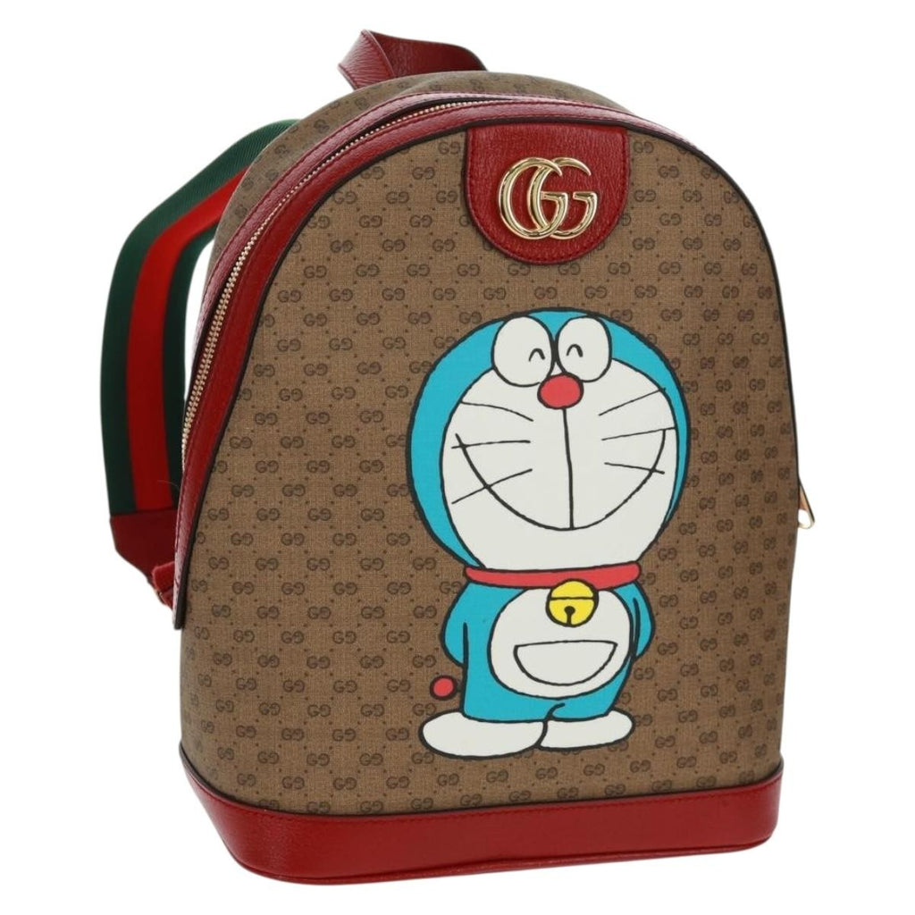 Gucci Doraemon Zip Backpack Printed Mini Gg Coated Canvas Beige Canvas Backpack Bag (Pre-Owned)
