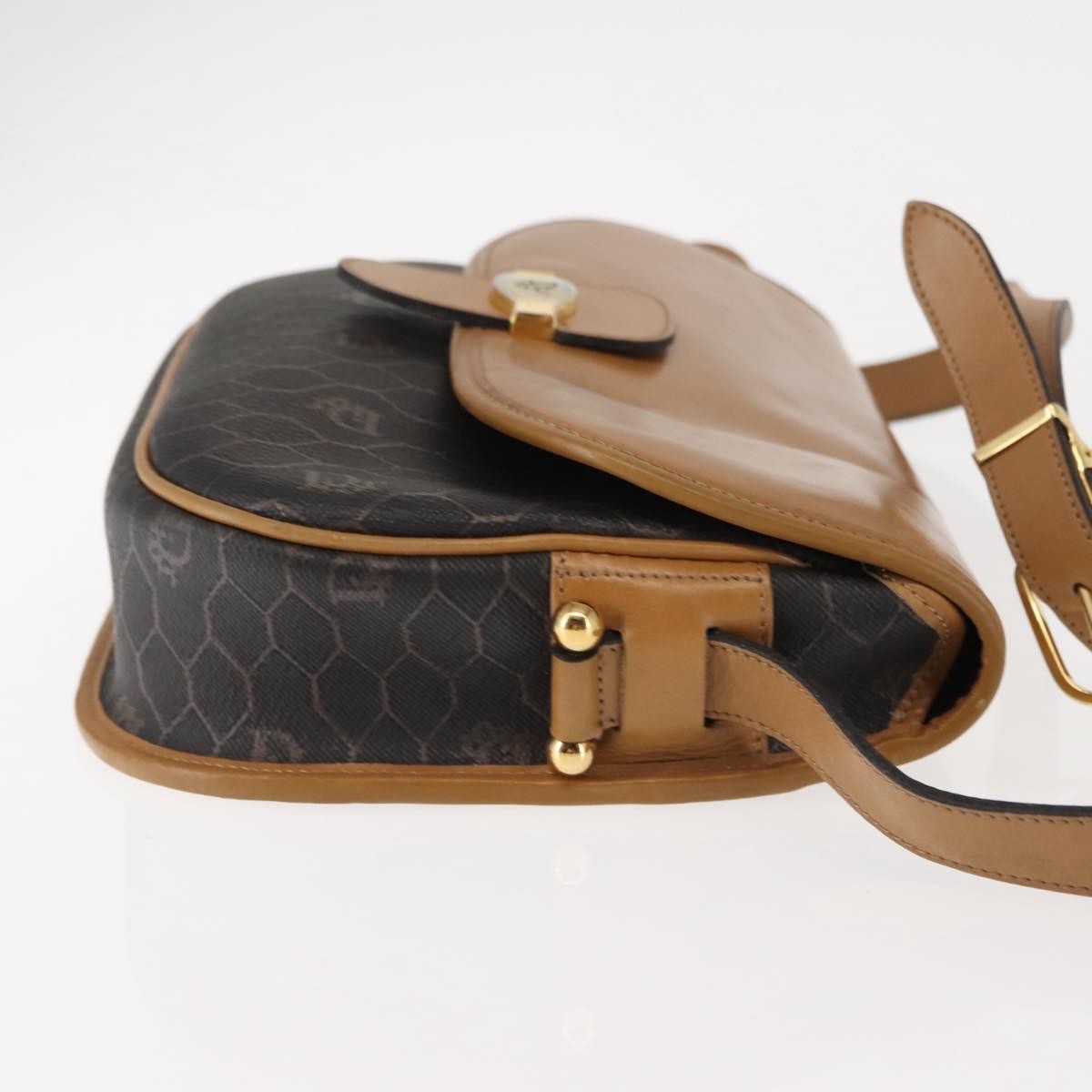 Christian Dior Vintage Honeycomb Shoulder Bag Canvas And Leather Brown Canvas Shoulder Bag Bag (Pre-Owned)