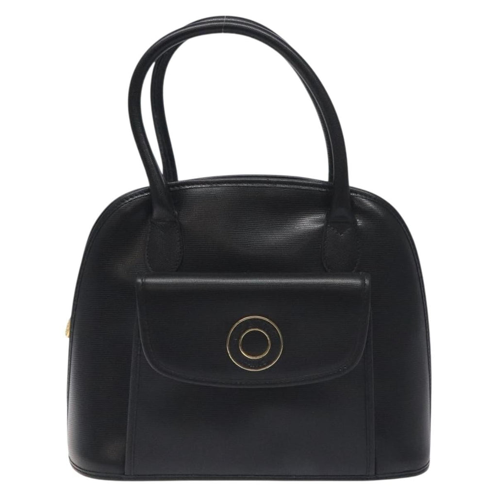 Celine Circle Logo Handbag Leather Black Leather Bag