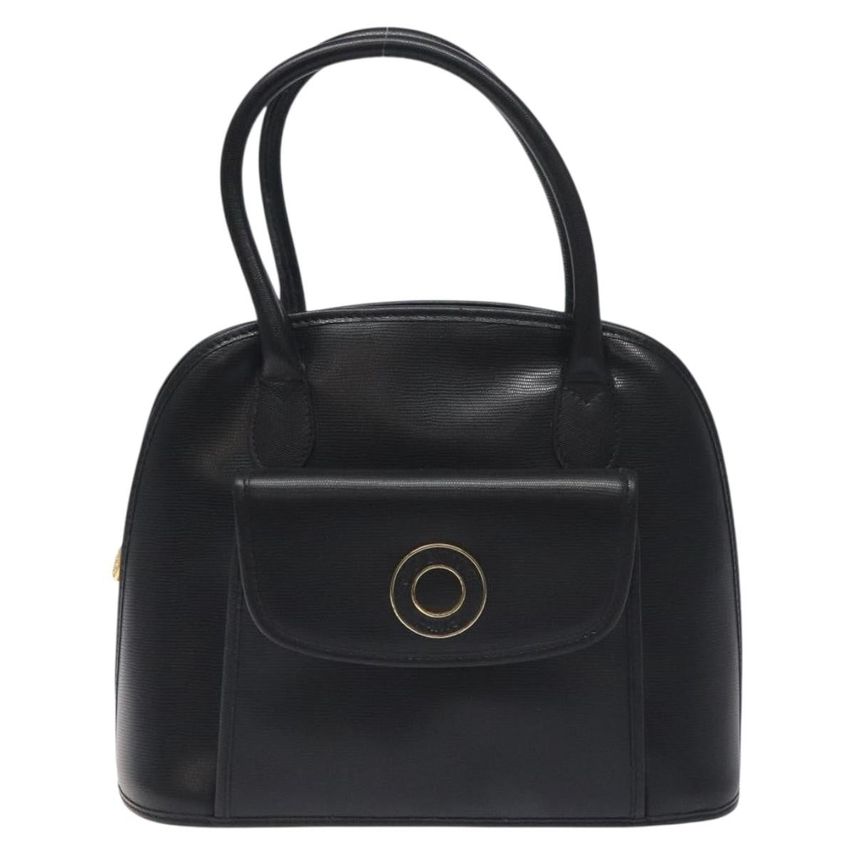 Celine Circle Logo Handbag Leather Black Leather Bag