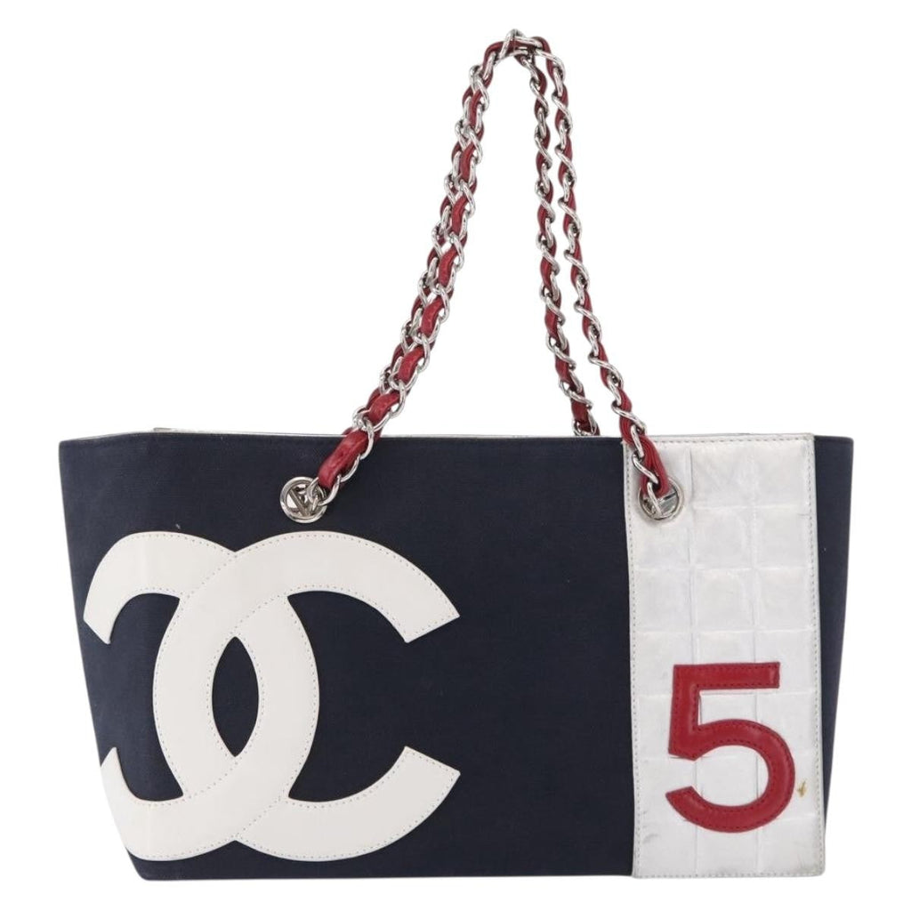 Chanel No.5 Tote Canvas And Leather Navy Canvas Tote Bag Bag