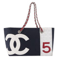 Chanel No.5 Tote Canvas And Leather Navy Canvas Tote Bag Bag