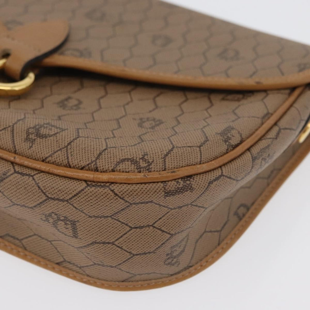 Christian Dior Vintage Honeycomb Shoulder Bag Canvas And Leather Beige Canvas Shoulder Bag Bag (Pre-Owned)