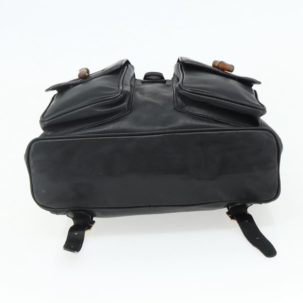 Gucci Vintage Bamboo Backpack Leather Black Leather Backpack Bag (Pre-Owned)