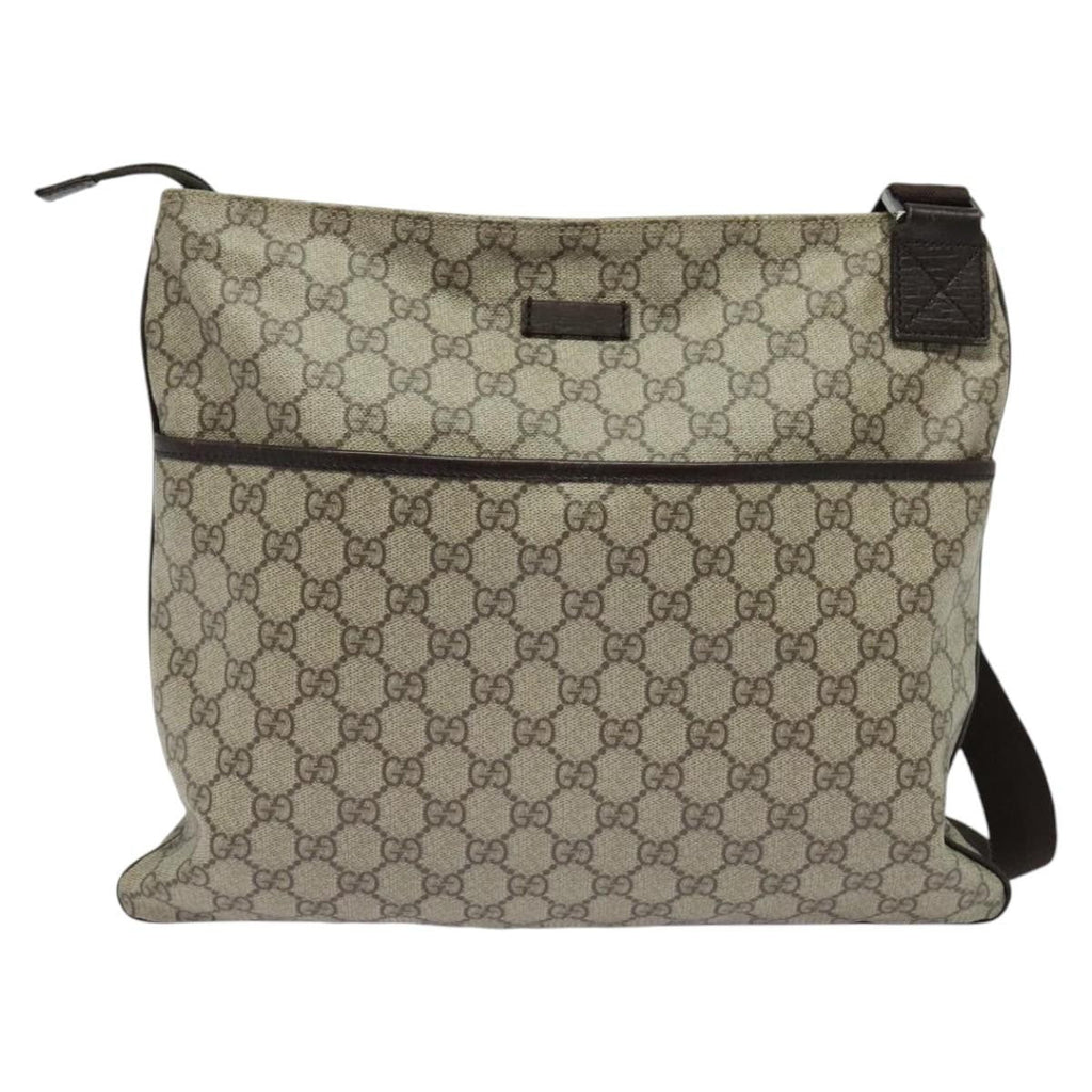 Gucci Zip Top Messenger Bag Gg Coated Canvas Beige Canvas Shoulder Bag Bag (Pre-Owned)