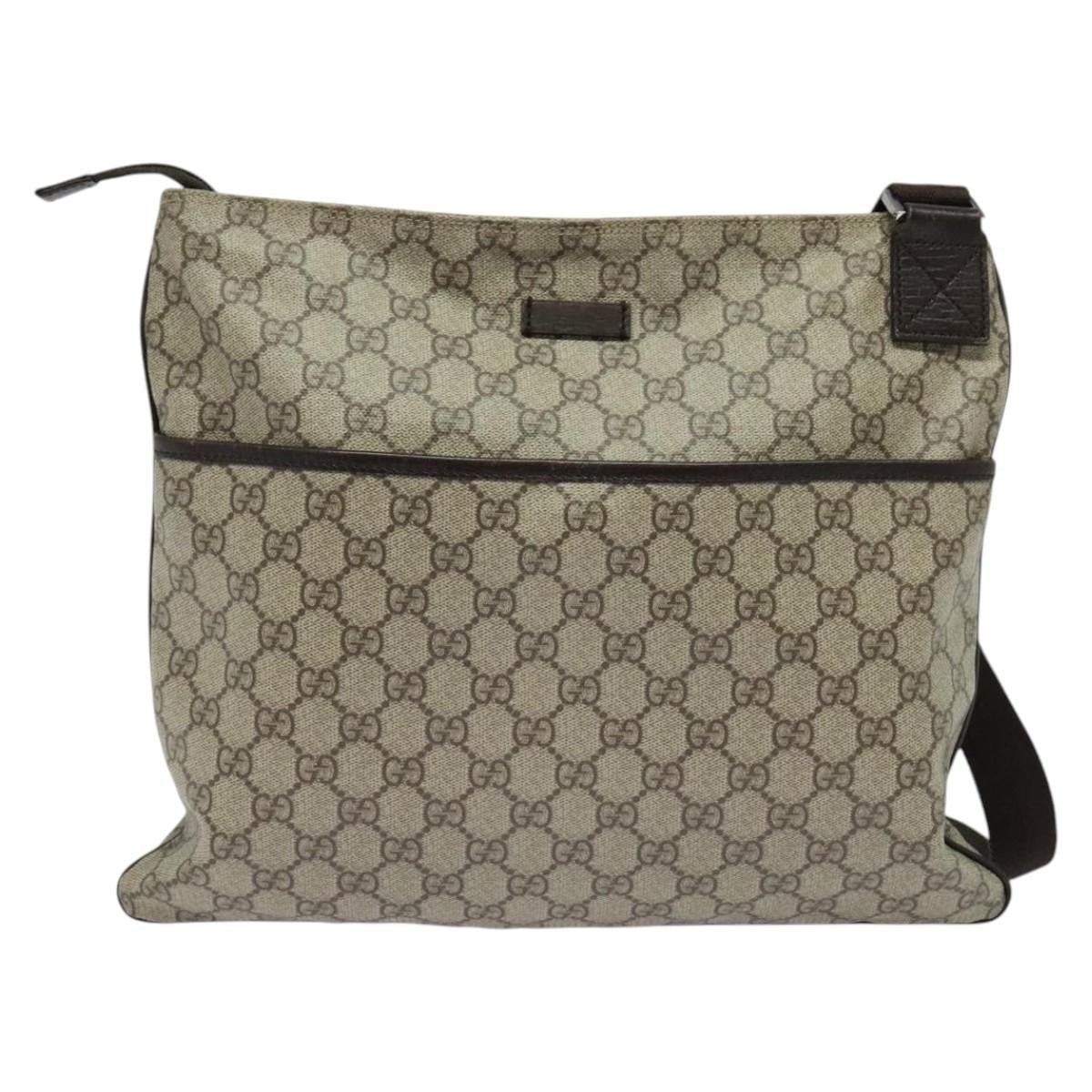 Gucci Zip Top Messenger Bag Gg Coated Canvas Beige Canvas Shoulder Bag Bag (Pre-Owned)