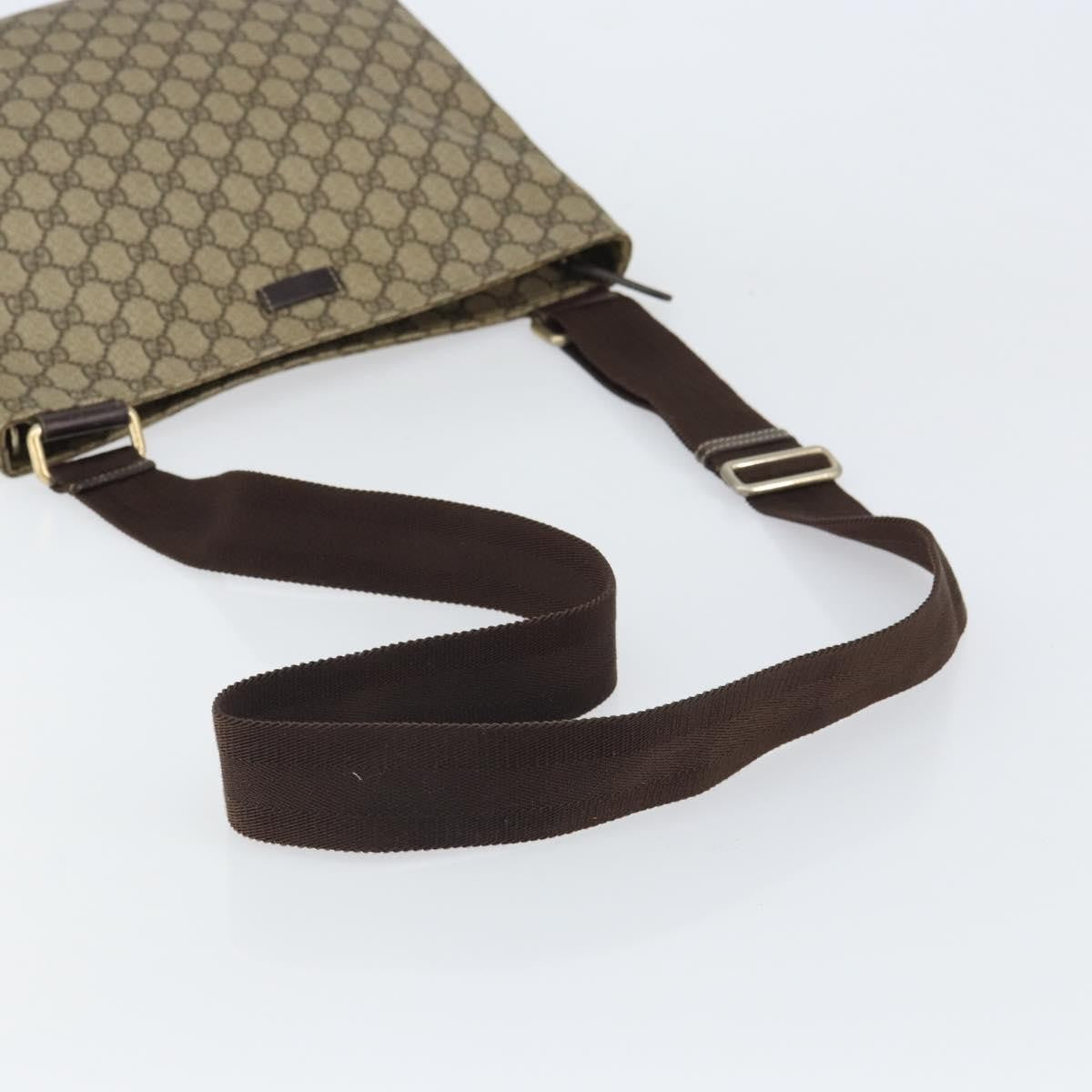 Gucci Zip Top Messenger Bag Gg Coated Canvas Beige Pvc Shoulder Bag Bag (Pre-Owned)