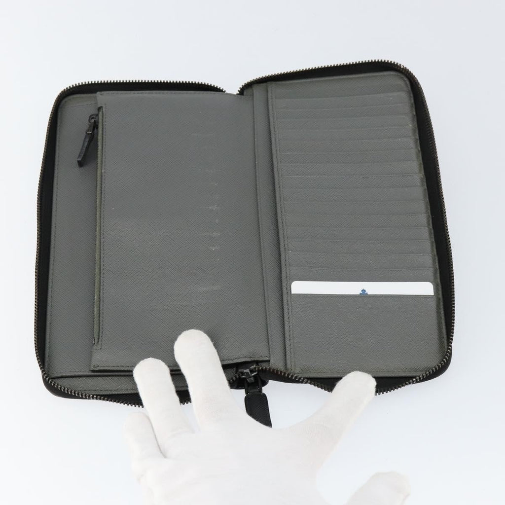 Prada Saffiano Wallet Leather Black Leather Wallets Accessory