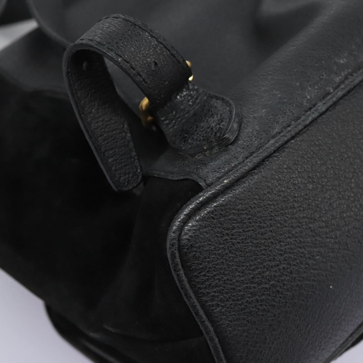 Gucci Vintage Bamboo Backpack Suede And Leather Black Suede Backpack Bag (Pre-Owned)