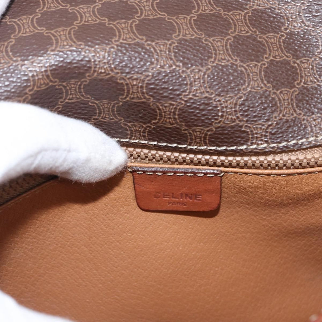 Celine Vintage Macadam Shoulder Bag Canvas Brown Canvas Shoulder Bag Bag