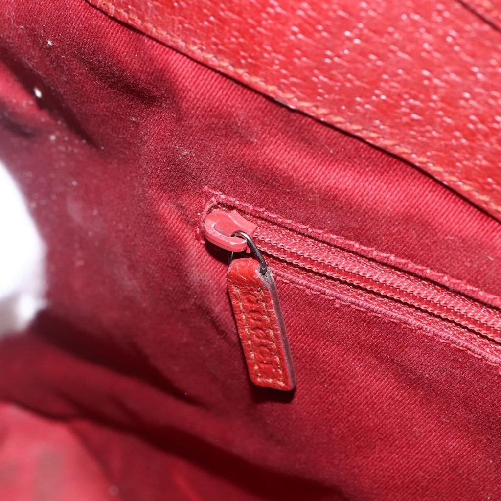 Gucci Vintage Ring Tote Gg Canvas With Leather Red Canvas Handbag (Pre-Owned)