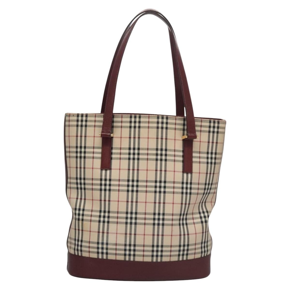 Burberry Nova Check Tote Canvas And Leather Beige Canvas Tote Bag