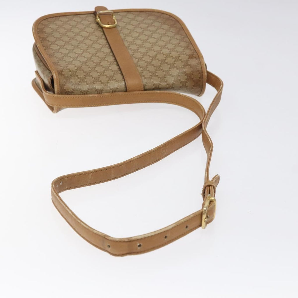 Celine Vintage Macadam Shoulder Bag Canvas And Leather Beige Canvas Shoulder Bag Bag