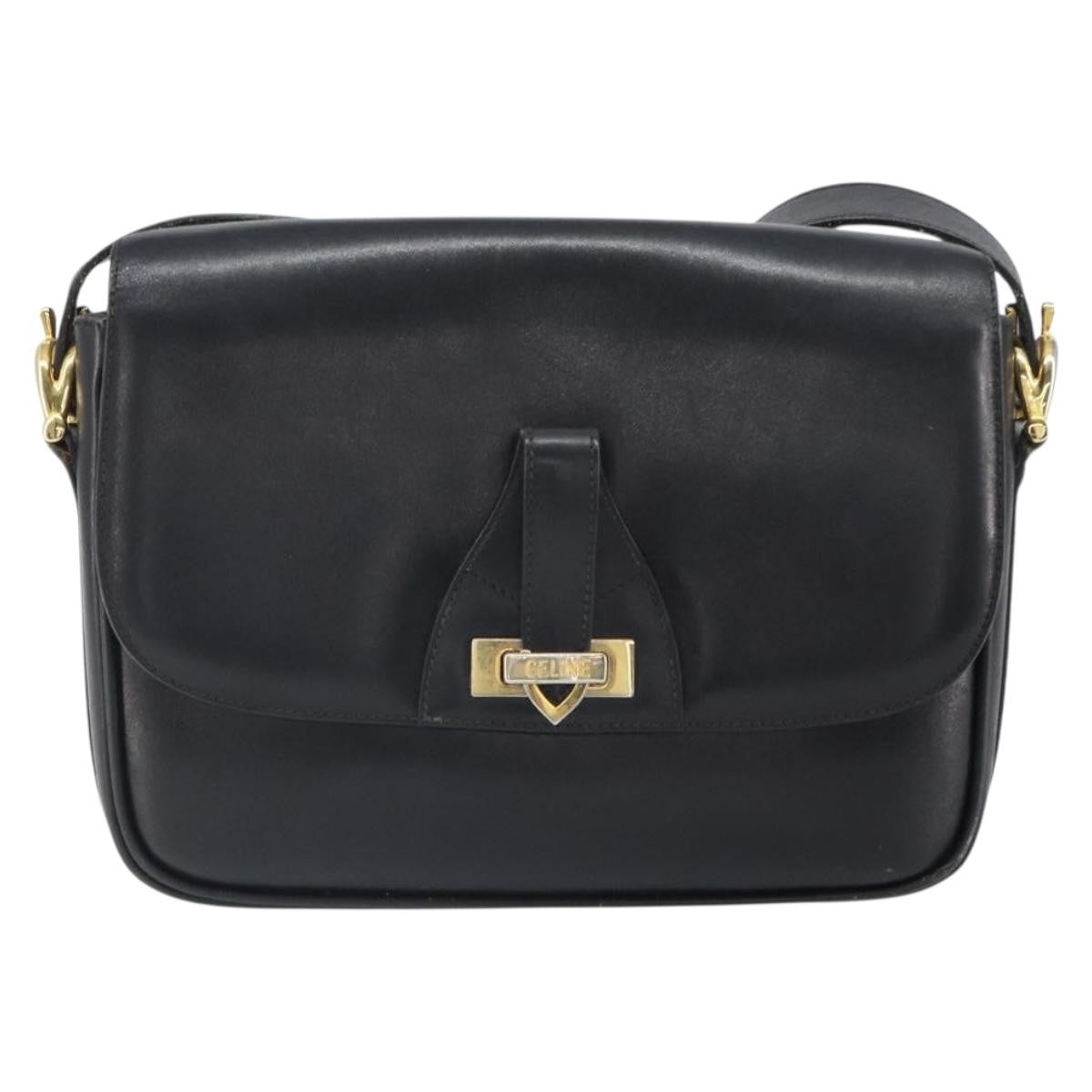 Celine Vintage Shoulder Bag Leather Black Leather Shoulder Bag Bag