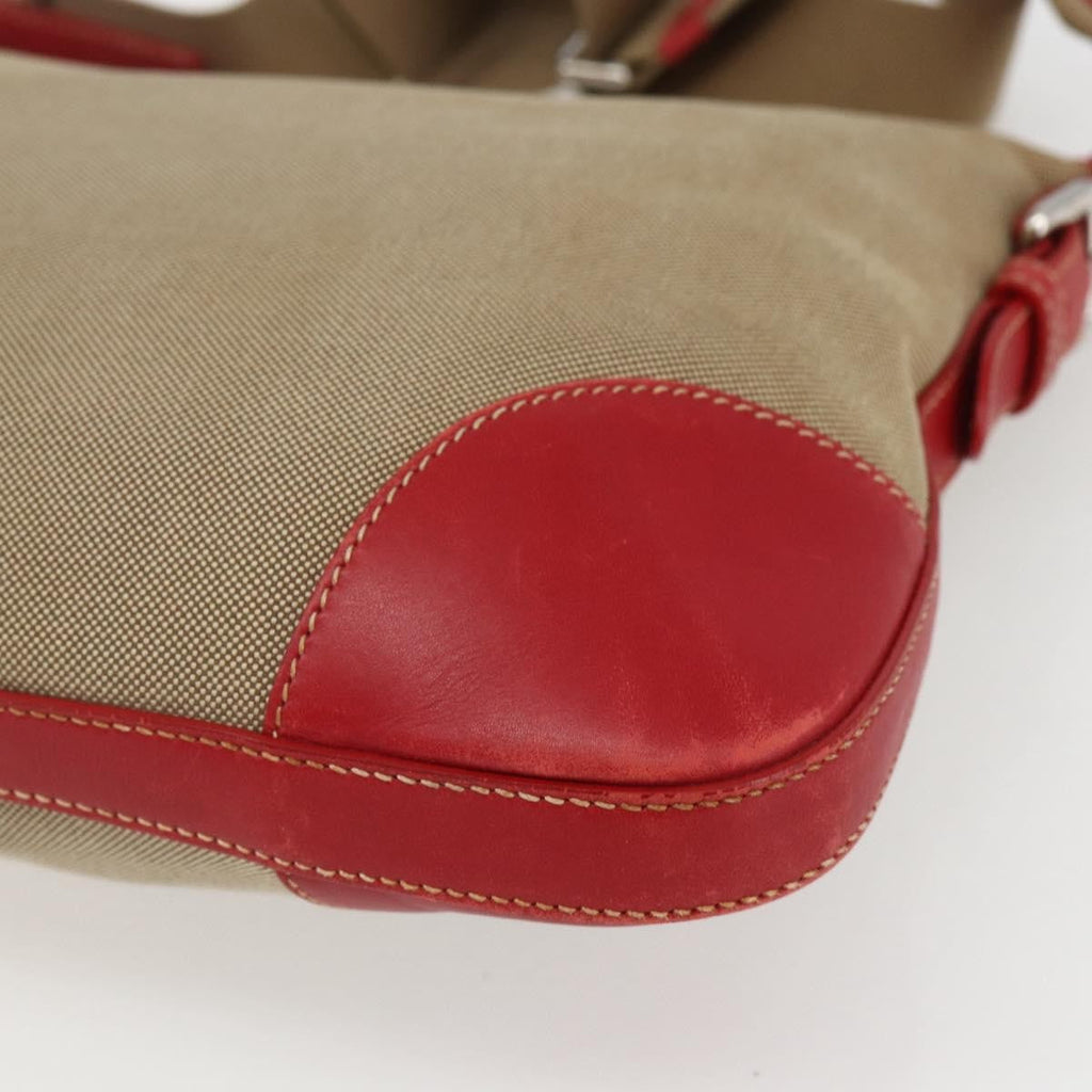 Prada Logo Zip Crossbody Bag Canvas Beige Canvas Shoulder Bag Bag