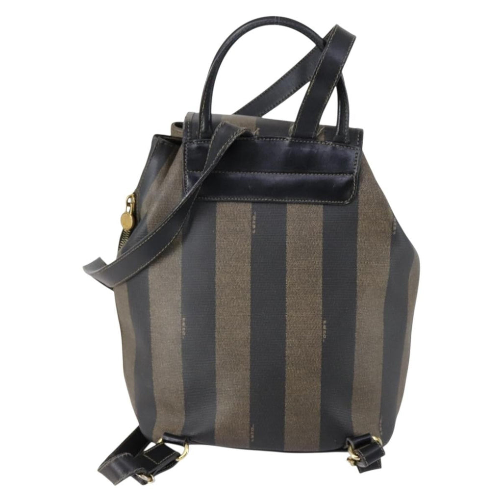 Fendi Pequin Front Pocket Backpack Coated Canvas Brown Pvc Backpack Bag