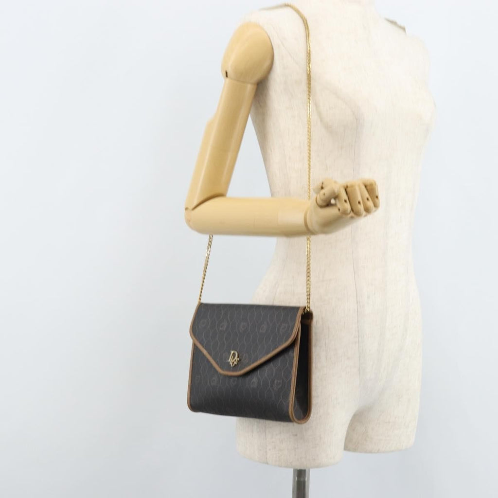 Christian Dior Vintage Honeycomb Chain Canvas Black Canvas Shoulder Bag Bag (Pre-Owned)