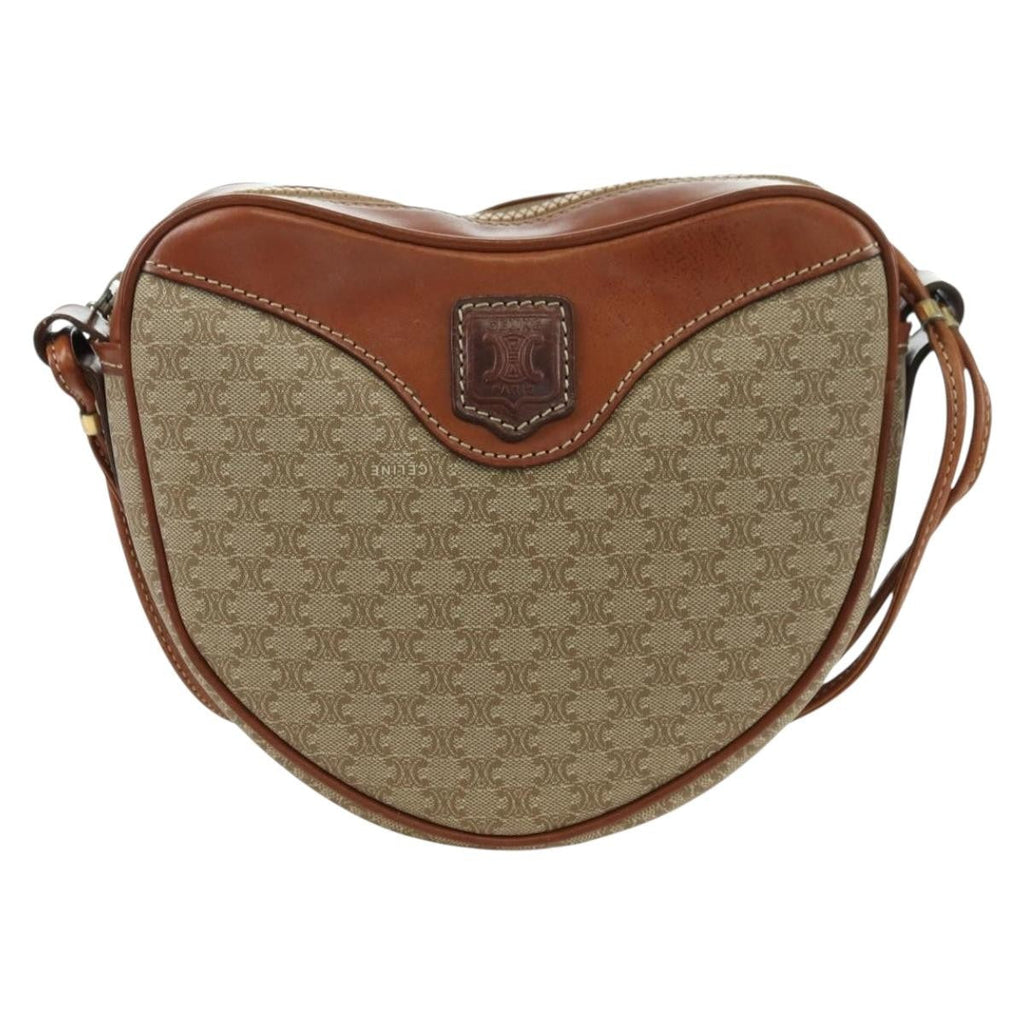 Celine Vintage Macadam Shoulder Bag Canvas And Leather Beige Canvas Shoulder Bag Bag