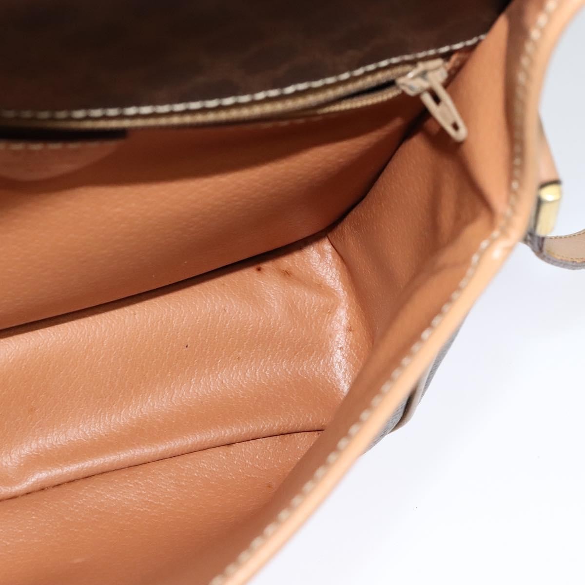 Celine Vintage Macadam Circle Logo Shoulder Bag Canvas And Leather Brown Canvas Shoulder Bag Bag