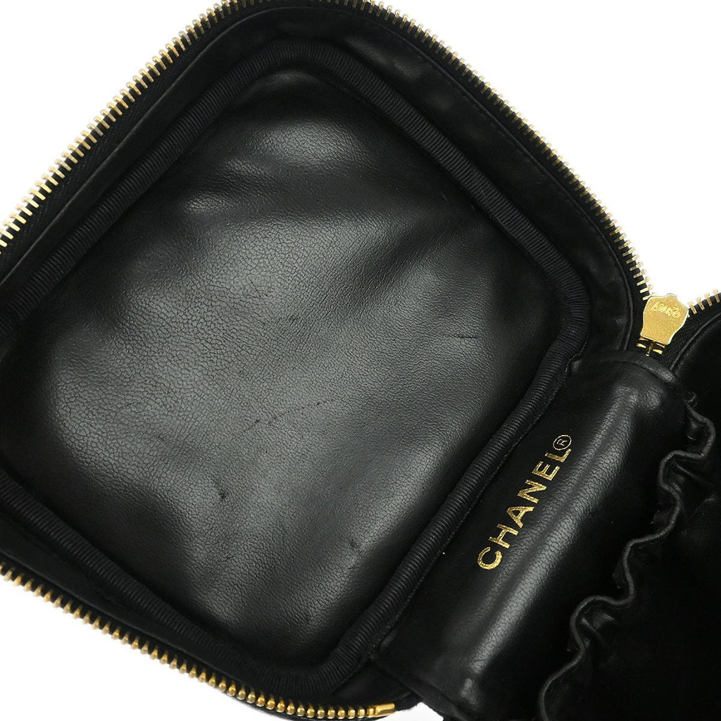 Chanel Vintage Timeless Cosmetic Case Caviar Black Leather Handbag